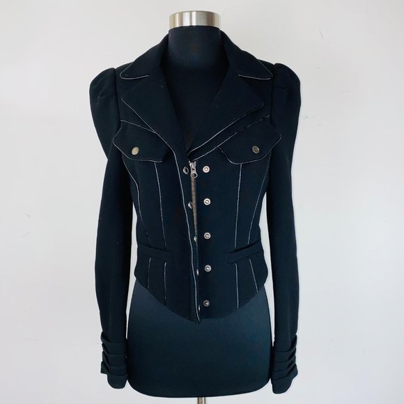 Seventy Two Changes Women's Size 4 Black Moto Zip Jacket Coat - Picture 2 of 9